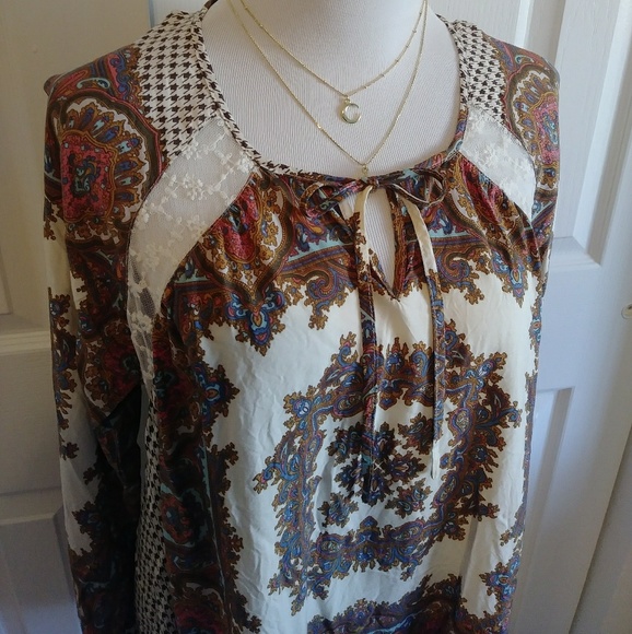 UMGEE bohemian paisley lace flowy blouse - Picture 4 of 8